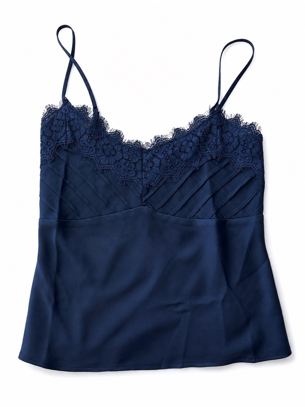 Navy Lace-Trim Camisole Tank Top